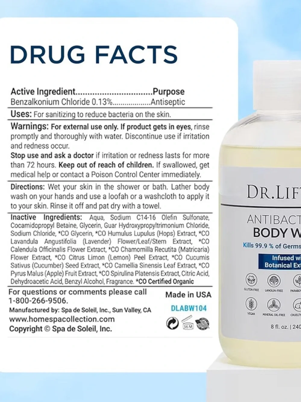 Dr. Lift Antibacterial Body Wash for ALL AGES NEW